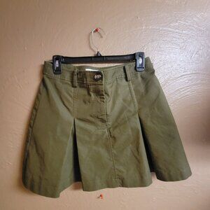 Size 6 Short Pleated Front Olive Green Skirt